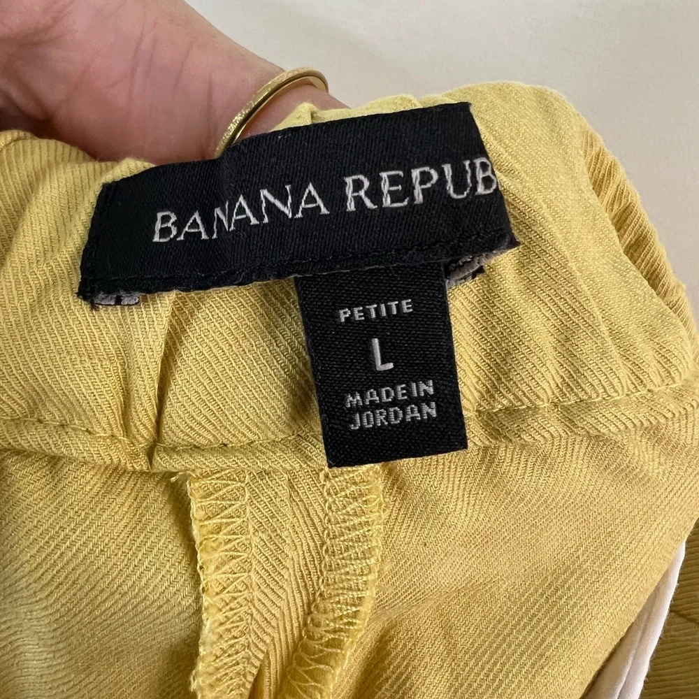 Banana Republic Linen Blend Yellow Pants, Large Petite